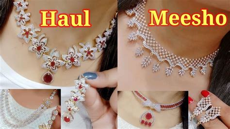 😍Meesho Jewellery Haul😍/ Necklace Sets | 👌Diamond Necklace Sets👌 | - YouTube