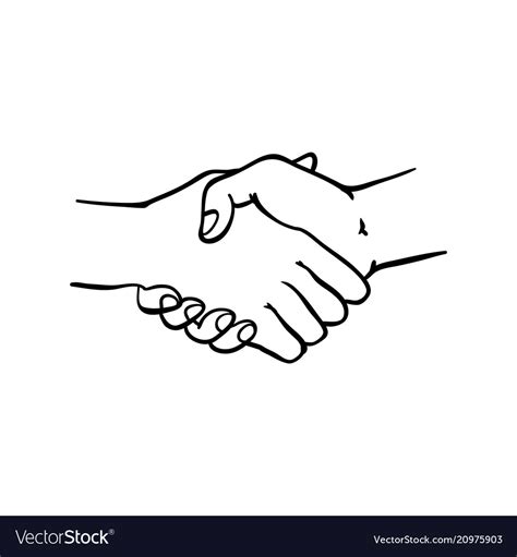 Two human hands shaking symbol in sketch style Vector Image