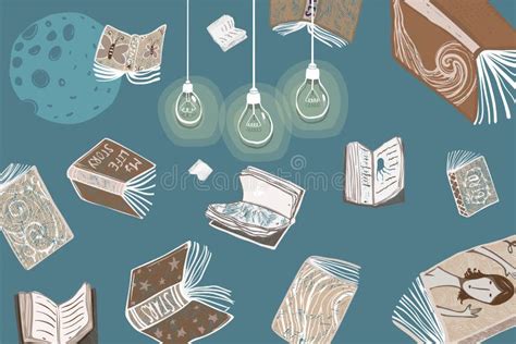 Books Literature Background Design Stock Vector - Illustration of blue, outline: 119582201