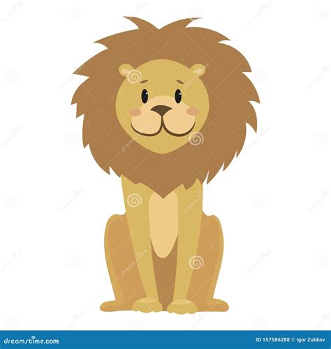 Cartoon Lion. Vector Illustration of a Cute Lion. Drawing Animal for Children. Zoo for Kids ...