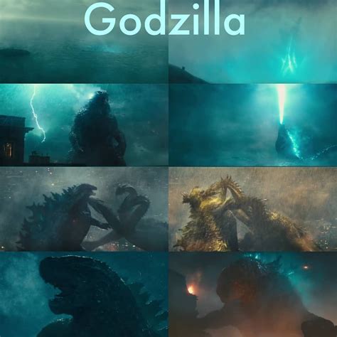 godzilla in different stages of action, with the caption godzilla on top and bottom