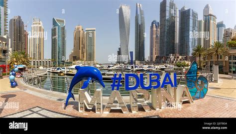 Dubai Marina Logo and Harbour Skyline Architecture Luxury Vacation in ...