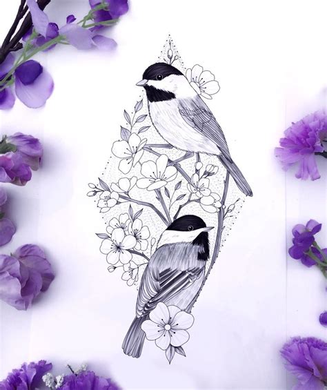 Cherry blossom birds drawing by Charlotteglatt_tattoos | Drawings ...