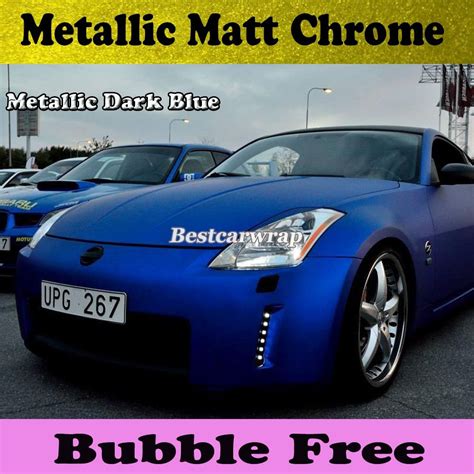 2020 Premium Blue Satin Chrome Vinyl Car Wrap With Air Release Matte Chrome Blue For Vehicle ...