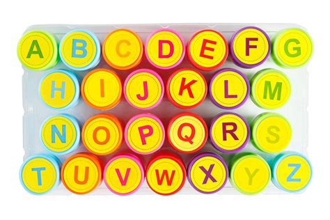 Moore: Premium 26 Piece Self Inking Alphabet Plastic Stampers, Multi Color Bright Alphabet Ink ...