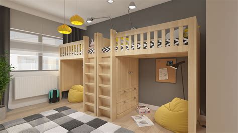 Design Variant of Boarding House Bedroom with Bunk Beds