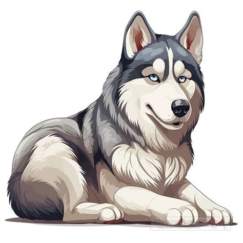 Dog Clipart-siberian husky dog resting clip art