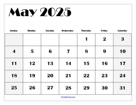 May 2025 Calendar Printable Blank Slate - Nelly Delcina