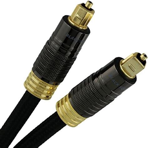 Black Squid TOSLINK Fiber Optic (S/PDIF, ADAT, EIAJ) JIS F05 Male to Male Connectors Braided ...