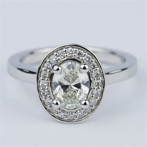 1 Carat Oval Halo Diamond Ring In 14K White Gold