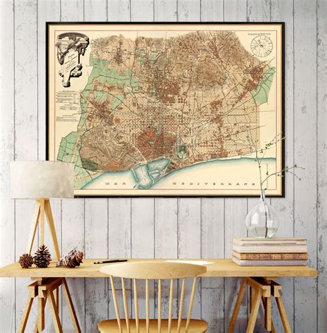 Old Map of Barcelona Historical Map of Barcelona Wall Map - Etsy