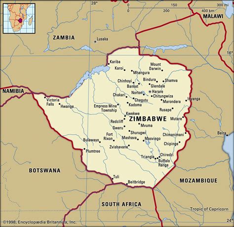 Road Map Of Zimbabwe