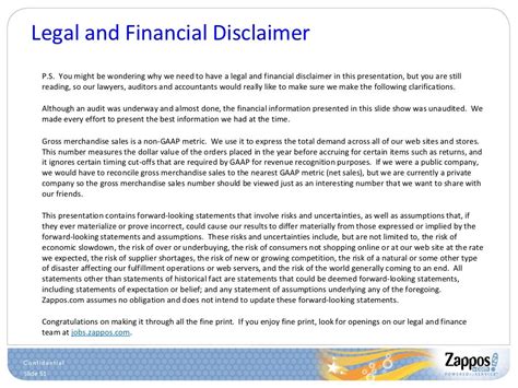 Legal and Financial Disclaimer P.S.