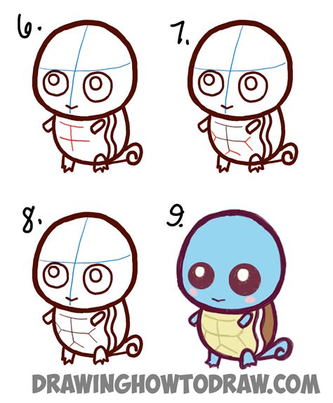 How to Draw Cute Baby Chibi Squirtle from Pokemon Easy Step by Step ...