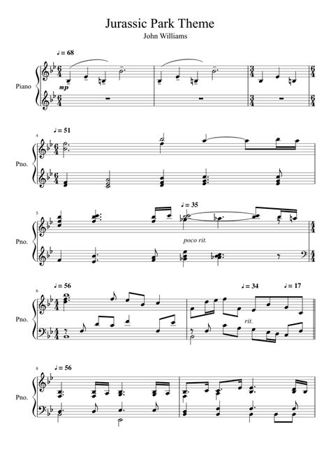 John William - Jurassic Park Theme Sheet music for Piano | Download ...