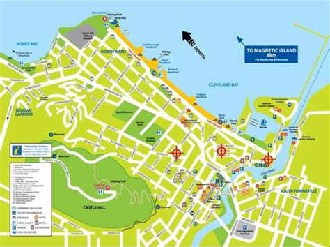 A modern map of downtown Townsville, Castle Hill, The Strand and ...