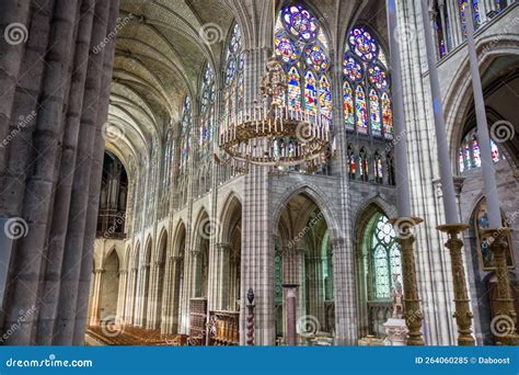 Basilica of Saint-Denis. Interior View Stock Image - Image of church ...