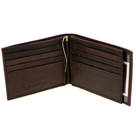 Paul & Taylor - Mens Leather Money Clip Wallet Bifold Center Flap 2 IDs 2 Bill Sections 8 Cards ...