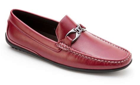 Montique S-13 Men's Metal Bit Loafers Burgundy - Mens Driving Shoes