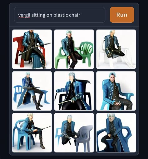 vergil sitting on plastic chair (dalle prompt) : r/DevilMayCry