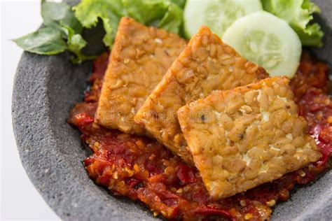 Tempe Goreng or Fried Tempe with Spicy Sambal Stock Image - Image of meal, sambal: 121319507