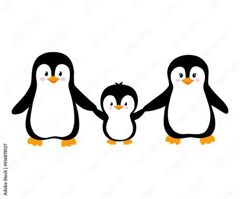 Vecteur Stock Vector illustration of cute penguin family isolated on ...