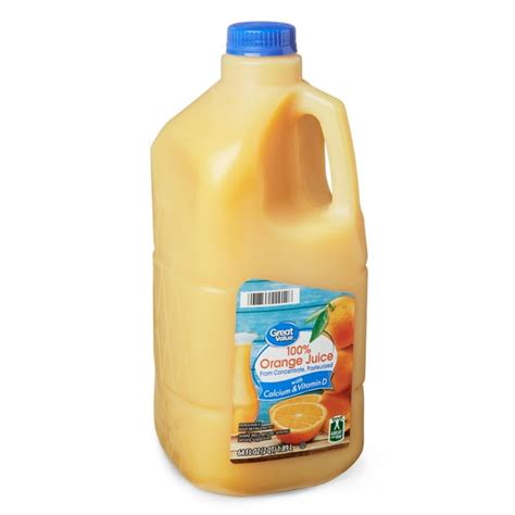 Great Value 100% Orange Juice with added Calcium and Vitamin D, 64 fl ...