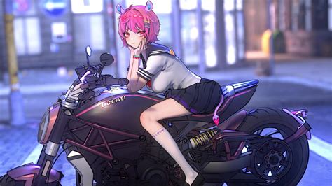 Anime Girl Motorcycle Live Wallpaper - MoeWalls