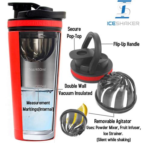 Printed 26 oz Stainless Steel Ice Shaker Bottle |X20415 - DiscountMugs