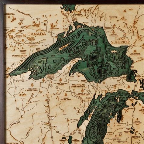 The Great Lakes Wooden Map Art | Topographic 3D Chart