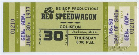 REO SPEEDWAGON 1977 Unused Concert Ticket | eBay