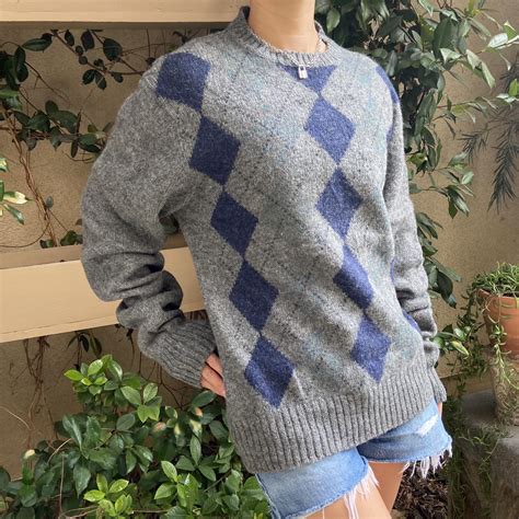 Argyle Classic Sweater Argyle Classic Gray... - Depop