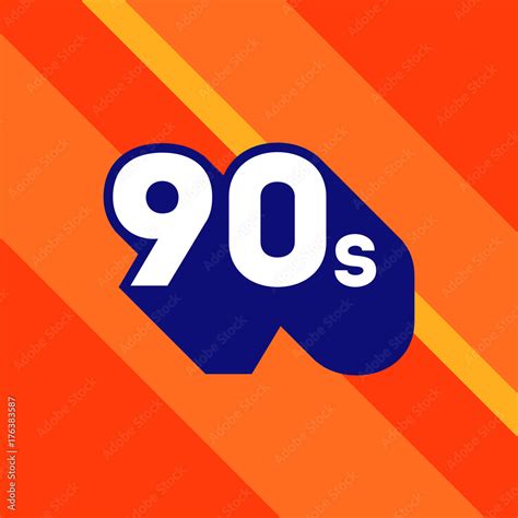 90s logo design. 1990s sign with long shadow. Number ninety. Vector ...