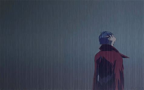 Download Alone Sad Anime Boys Soaked In The Rain Wallpaper | Wallpapers.com