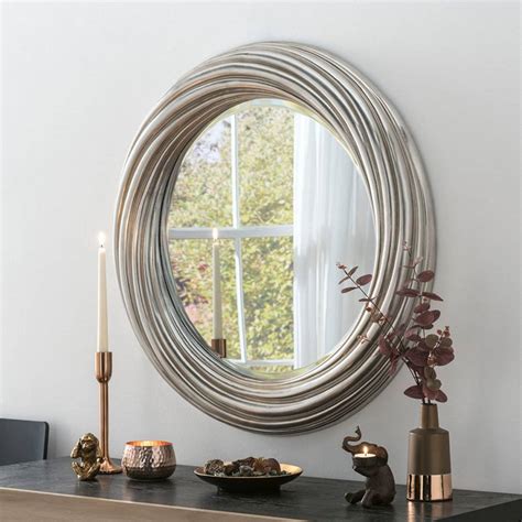 Silver Round Mirror 86cm - BrandAlley