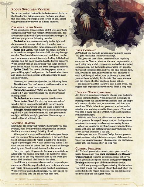 The Vampire (Rogue Subclass) — DND Unleashed: A Homebrew Expansion for ...