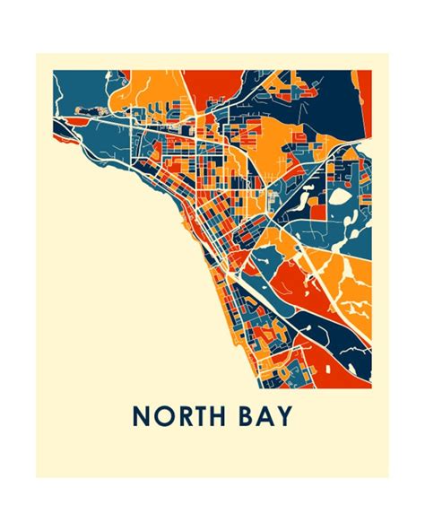 North Bay Ontario Map Print Full Color Map Poster - Etsy