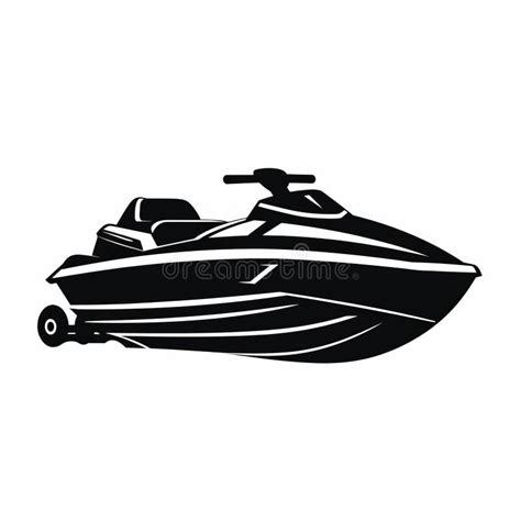 Jet Ski Silhouette on White Background - Dark Black and Black Design Stock Illustration ...