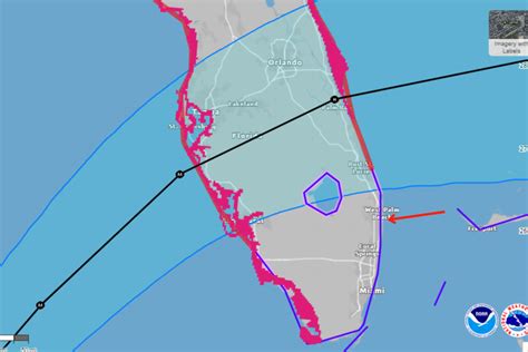 The map shows where Trump's Mar-a-Lago compares to the path of ...