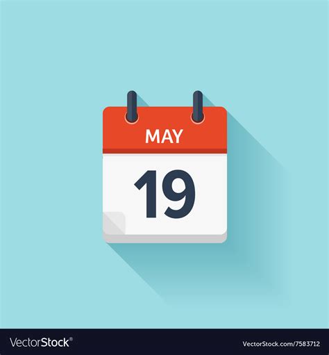 May 19 flat daily calendar icon date Royalty Free Vector