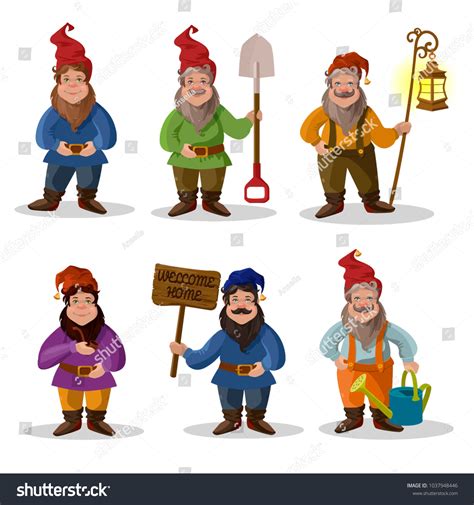 Garden Gnomes Set Cartoon Characters Different Stock Vector (Royalty ...