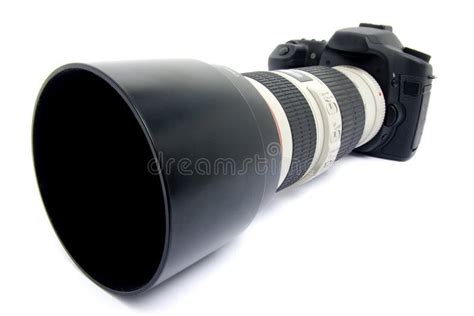 DSLR Camera with Zoom Lens. Stock Image - Image of object, black: 10781149