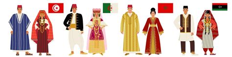 Premium Vector | Flags and national costumes of the maghreb countries ...