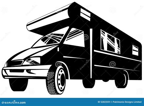 Camper van black and white stock vector. Illustration of wheels - 5282559