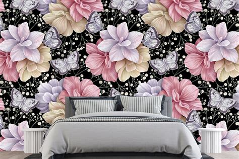 Dark Floral Wallpaper Peel and Stick Black Rose Wallpaper - Etsy