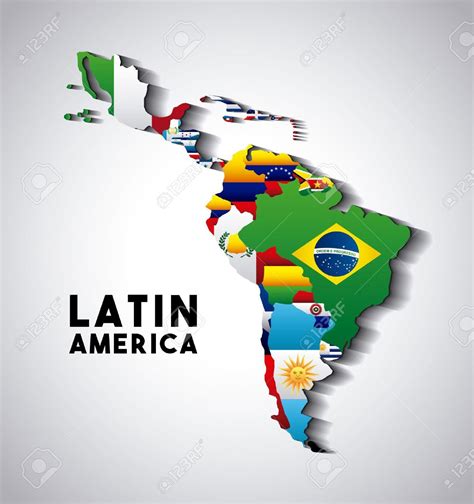 Map of Latin America with the flags of countries. colorful design ...