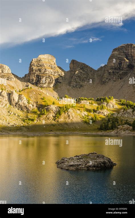 evening view of Allos lake in french alps Stock Photo - Alamy