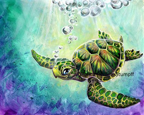 Rainbow Sea Turtle Print · Art of Bianca RS · Online Store Powered by ...