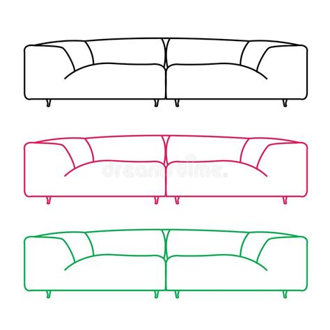 Set of Living Room Modern Sofa Elevation Stock Vector - Illustration of couch, living: 56361537