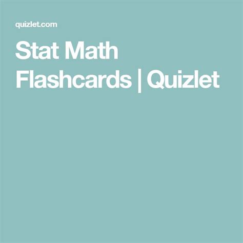 Stat Math Flashcards | Quizlet | Flashcards, Hesi math, Math flashcards